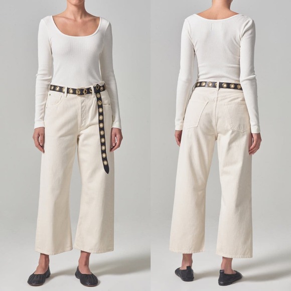 Citizens of Humanity | Off White Ecru Gaucho Wide Leg Crop Jeans 29 - Picture 1 of 14
